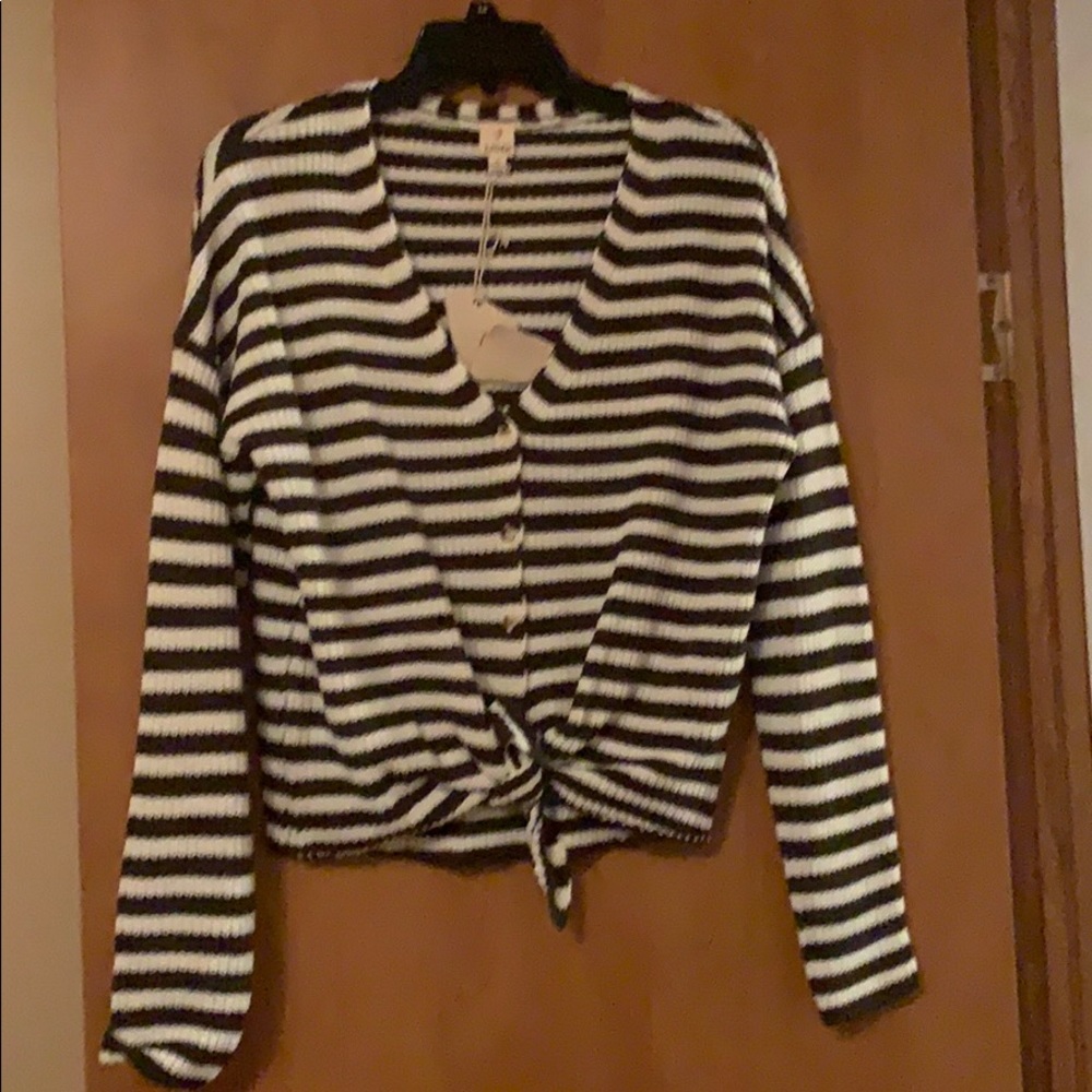 Green Striped Cropped Sweater